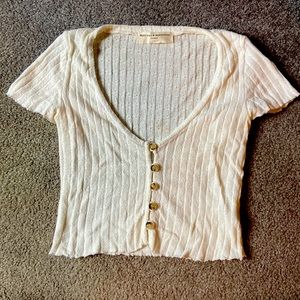 Urban Outfitters cream cropped short sleeve top